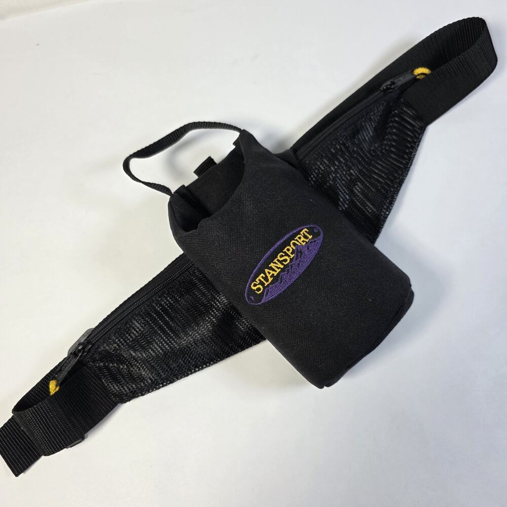 Stansport 90s Hiking Hydration Waist Pack Fanny Pack Water Bottle Holder Black